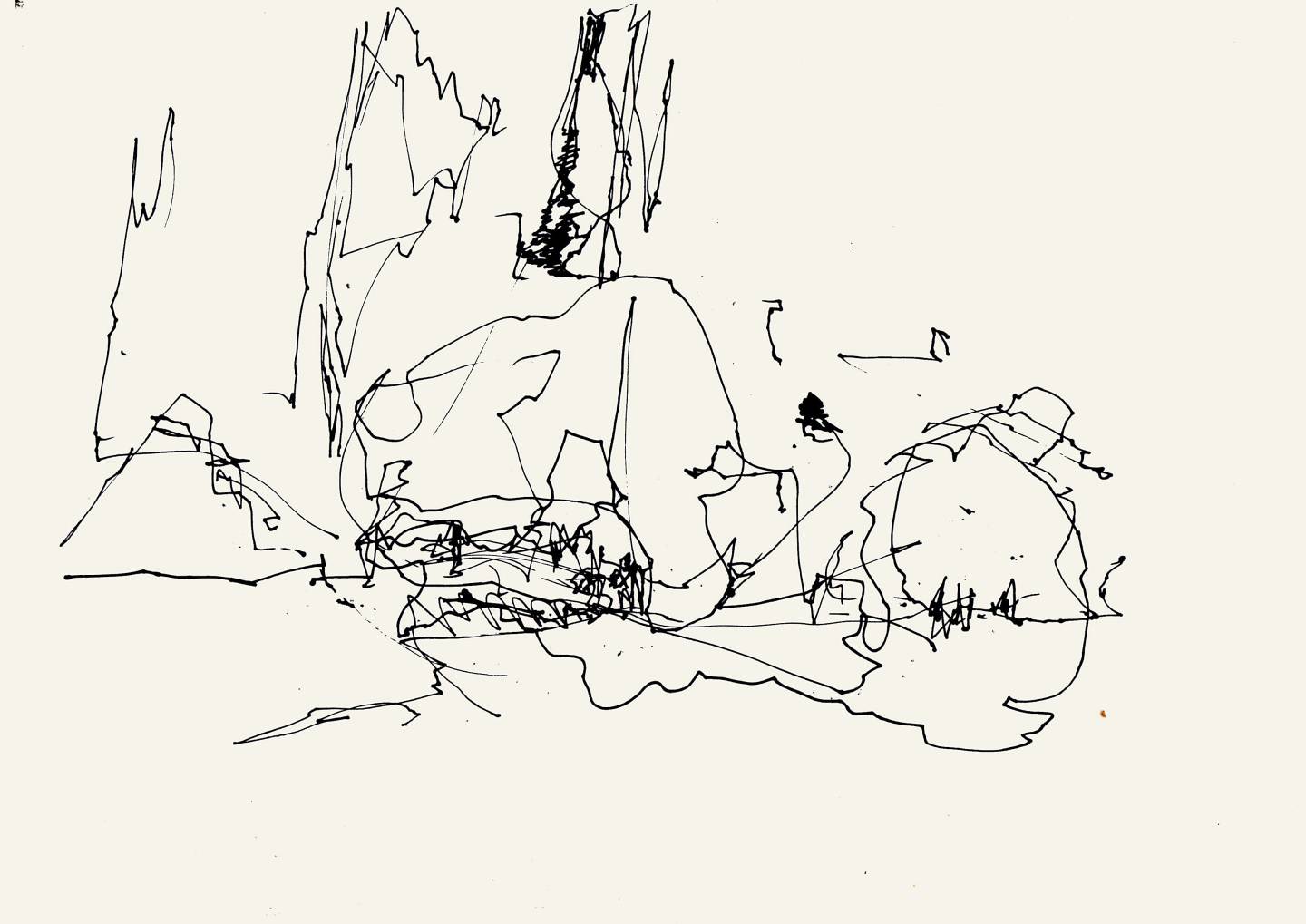 Markus Tepe - Fichtepark Dresden II, 2020, Tuschestift auf Papier, 21 x 29,7 cm