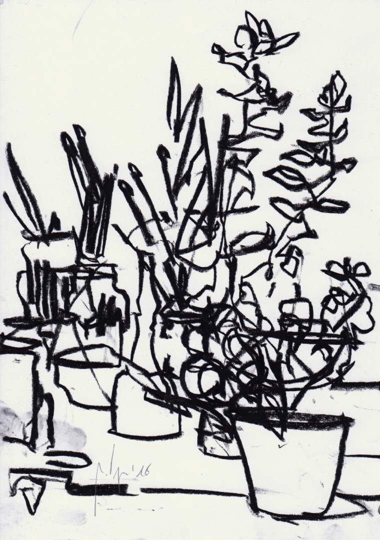 Markus Tepe - Pflanzen, 2016, Kreide auf Papier, 29,7 x 21 cm