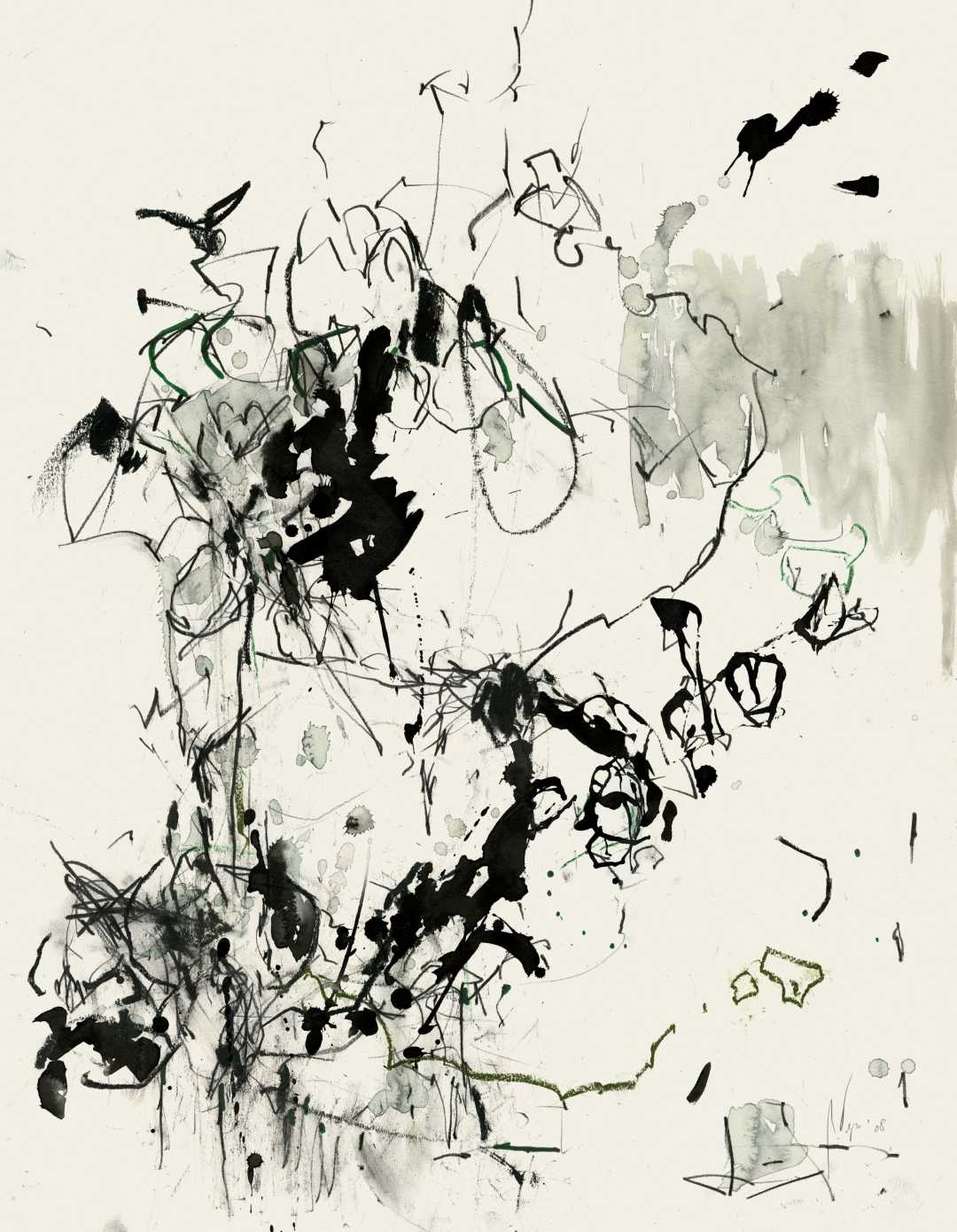 Markus Tepe - Pflanze, 2008, Graphit, Tusche, Filzstift, 65 x 50 cm
