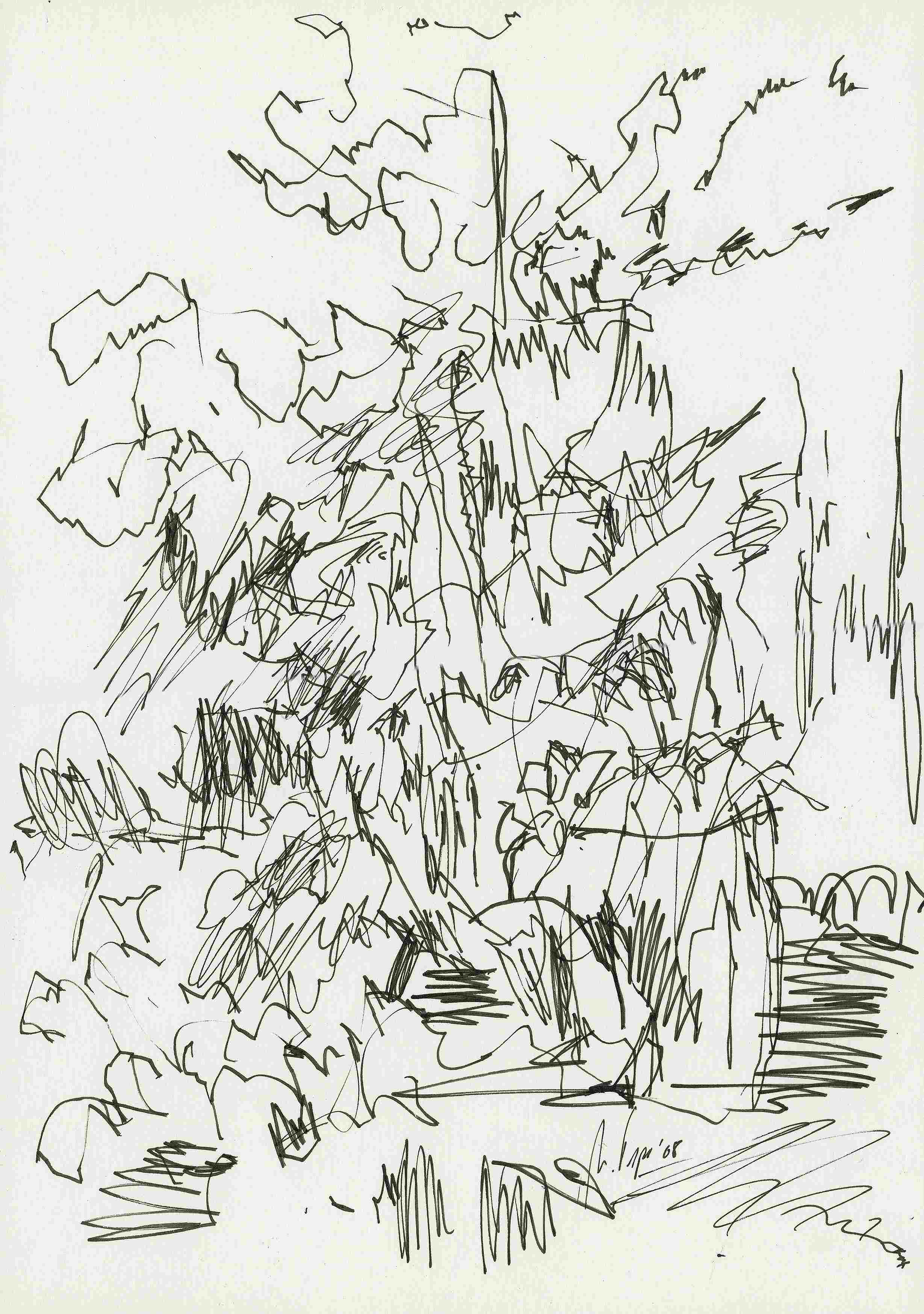 Markus Tepe - Atrium Kreta, 2008, Tuschestift, 29,7 x 21 cm